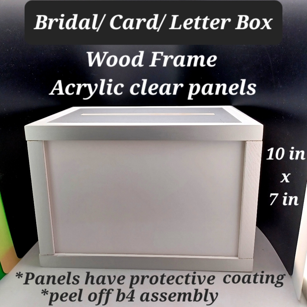 Bridal/Card/ Letter Box , wooden, acrylic 10 in x 7 in